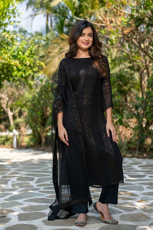 Black Trending Bum Bum Kurta Set For Women